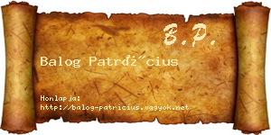 Balog Patrícius névjegykártya